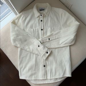 Stone Island Logo-Embroidered Cotton-Corduroy Overshirt White